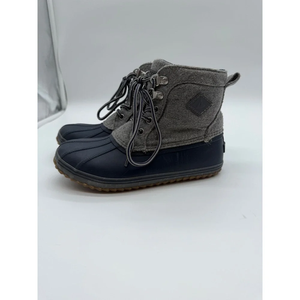 Sperry Kids Saltwater Duck Boots Navy Grey Wool Blend‎ Lace Up Size 2M
